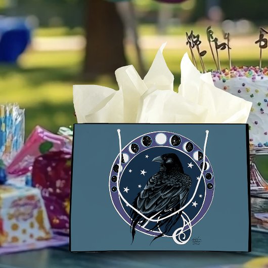 Raven Moon Phases sterren blauw Groot Cadeauzakje