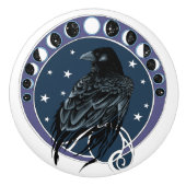 Raven Moon Phases sterren blauw Keramische Knop (Voorkant)