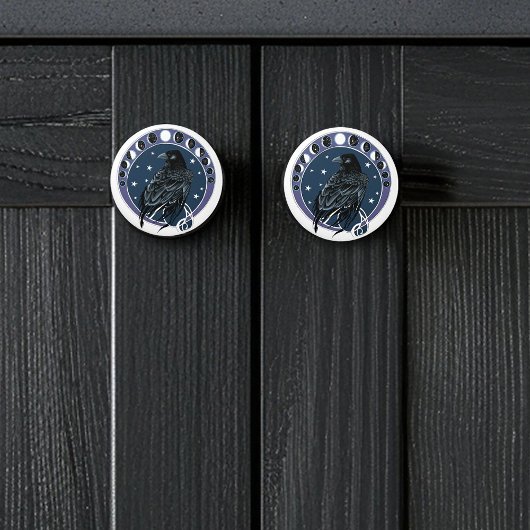 Raven Moon Phases sterren blauw Keramische Knop