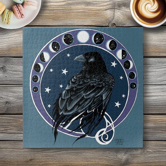 Raven Moon Phases sterren blauw Legpuzzel
