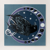 Raven Moon Phases sterren blauw Legpuzzel (Horizontaal)
