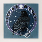 Raven Moon Phases sterren blauw Legpuzzel (Verticaal)