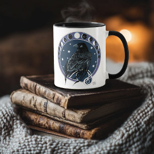 Raven Moon Phases sterren blauw Mok