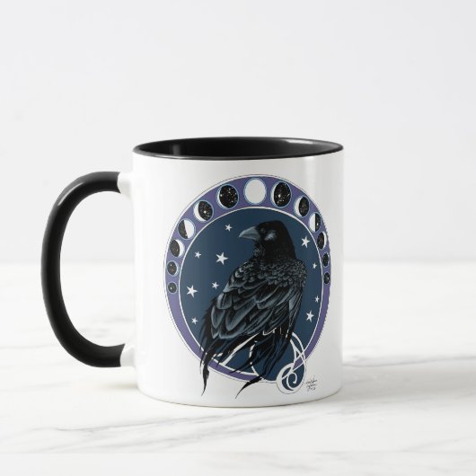 Raven Moon Phases sterren blauw Mok (Links)