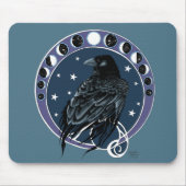 Raven Moon Phases sterren blauw Muismat (Voorkant)