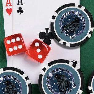 Raven Moon Phases sterren blauw Poker Chips