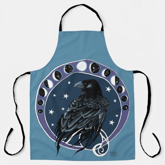 Raven Moon Phases sterren blauw Schort (Voorkant)