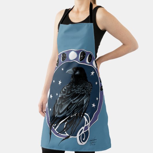 Raven Moon Phases sterren blauw Schort (Insitu)