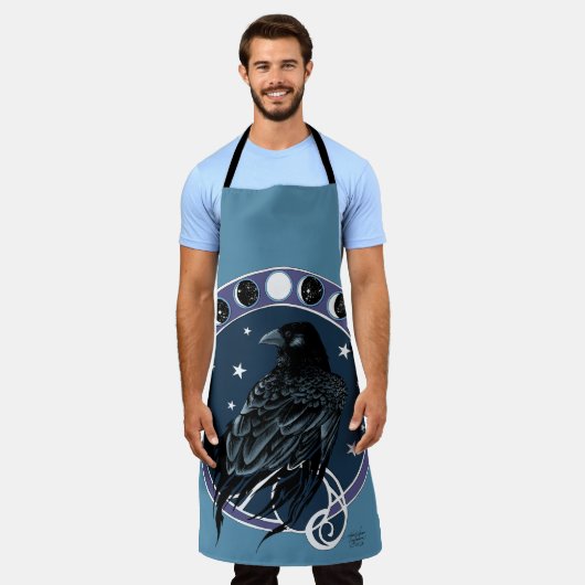 Raven Moon Phases sterren blauw Schort (Gedragen)