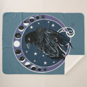 Raven Moon Phases sterren blauw Sherpa Deken (Voorkant (horizontaal))