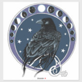 Raven Moon Phases sterren blauw Sticker (Vel)