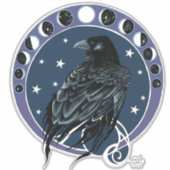 Raven Moon Phases sterren blauw Sticker (Voorkant)