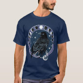 Raven Moon Phases sterren blauw T-shirt (Voorkant)
