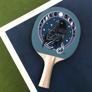 Raven Moon Phases sterren blauw Tafeltennisbatje