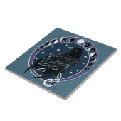 Raven Moon Phases sterren blauw Tegeltje (Zijkant)