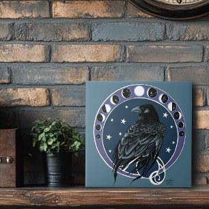 Raven Moon Phases sterren blauw Tegeltje