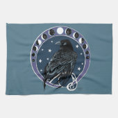 Raven Moon Phases sterren blauw Theedoek (Horizontaal)