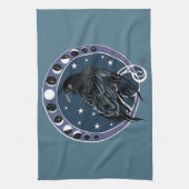 Raven Moon Phases sterren blauw Theedoek (Verticaal)