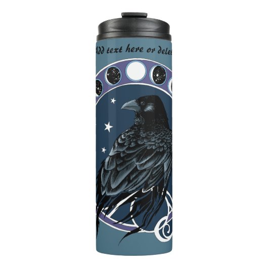 Raven Moon Phases sterren blauw Thermosbeker (Voorkant)