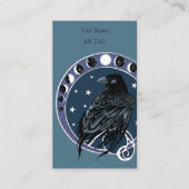 Raven Moon Phases sterren blauw Visitekaartje (Voorkant)