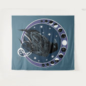 Raven Moon Phases sterren blauw Wandkleed (Voorkant (horizontaal))