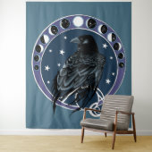 Raven Moon Phases sterren blauw Wandkleed (In situ)