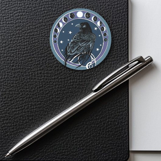 Raven Moon Ronde Sticker