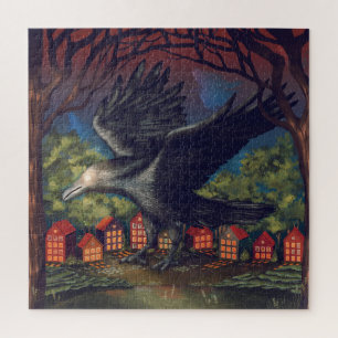 Raven Moonlight Witches Halloween Night Legpuzzel
