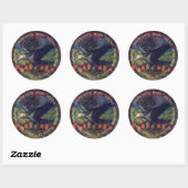 Raven Moonlight Witches Halloween Night Ronde Sticker (Vel)