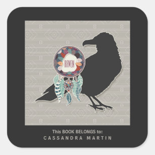 Raven Native American Animal Spirit Book Vierkante Sticker