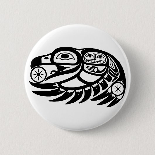 Raven Native American Design Ronde Button 5,7 Cm (Voorkant)