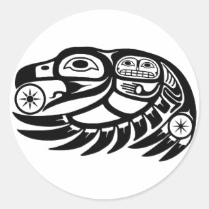Raven Native American Design Ronde Sticker