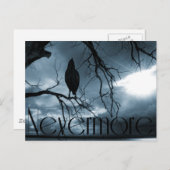 Raven - Nevermore Sunbeams & Tree Blue Briefkaart (Voorkant / Achterkant)