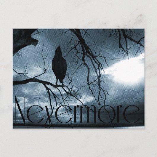 Raven - Nevermore Sunbeams & Tree Blue Briefkaart (Voorkant)