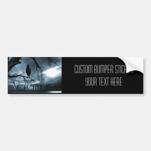 Raven - Nevermore Sunbeams & Tree Blue Bumpersticker (Voorkant)