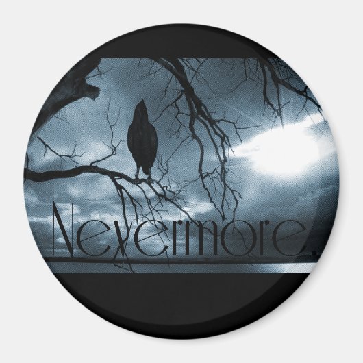 Raven - Nevermore Sunbeams & Tree Blue Magneet (Voorkant)