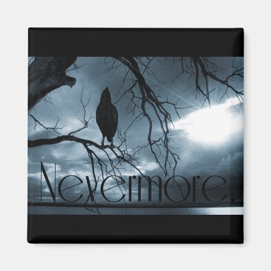 Raven - Nevermore Sunbeams & Tree Blue Magneet (Voorkant)