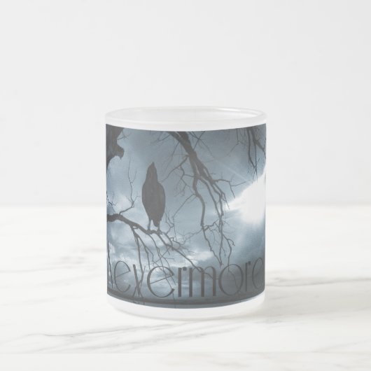 Raven - Nevermore Sunbeams & Tree Blue Matglas Koffiemok (Center)