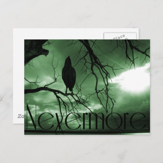 Raven - Nevermore Sunbeams Tree - Groen Briefkaart (Voorkant / Achterkant)