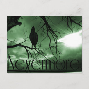 Raven - Nevermore Sunbeams Tree - Groen Briefkaart