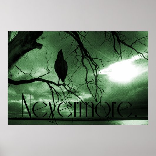 Raven - Nevermore Sunbeams Tree - Groen Poster (Voorkant)