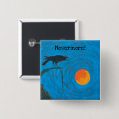 Raven Nevermore Vierkante Button 5,1 Cm (Voorkant /achterkant)