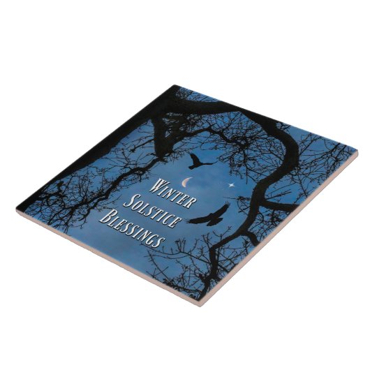 Raven Oak Tree Winter Solstice Decor Tegeltje (Zijkant)