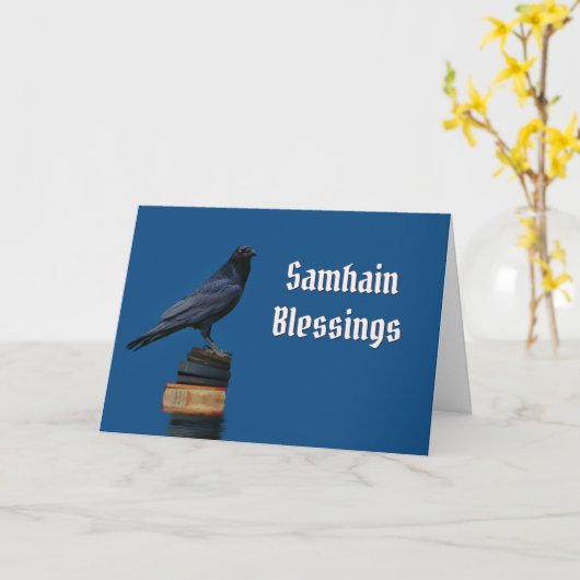 Raven of Crow en Books Samhain Kaart (Gele Bloem)