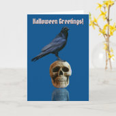 Raven of Crow Skull Gothic Halloween slaan Kaart (Gele Bloem)