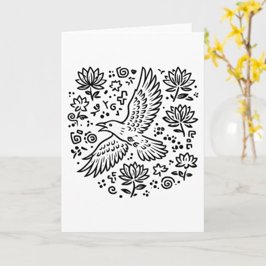 Raven of Transformation Kaart (Gele Bloem)