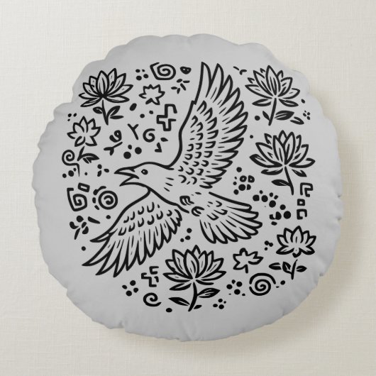 Raven of Transformation Rond Kussen (Voorkant)