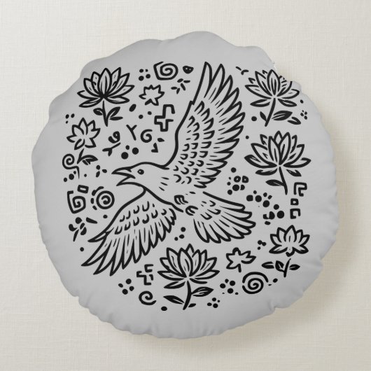 Raven of Transformation Rond Kussen (Achterkant)