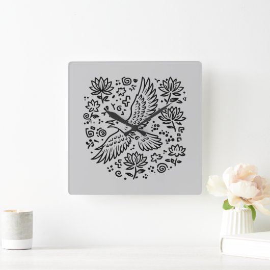 Raven of Transformation Vierkante Klok (Huis)