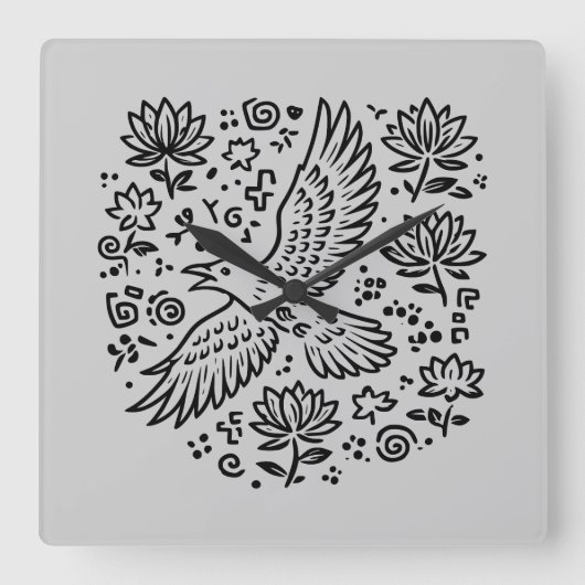 Raven of Transformation Vierkante Klok (Voorkant)